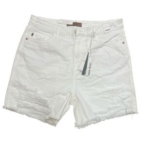 Judy Blue NEW Women's White Distressed High Waisted Rigid Front Shorts Sz XL